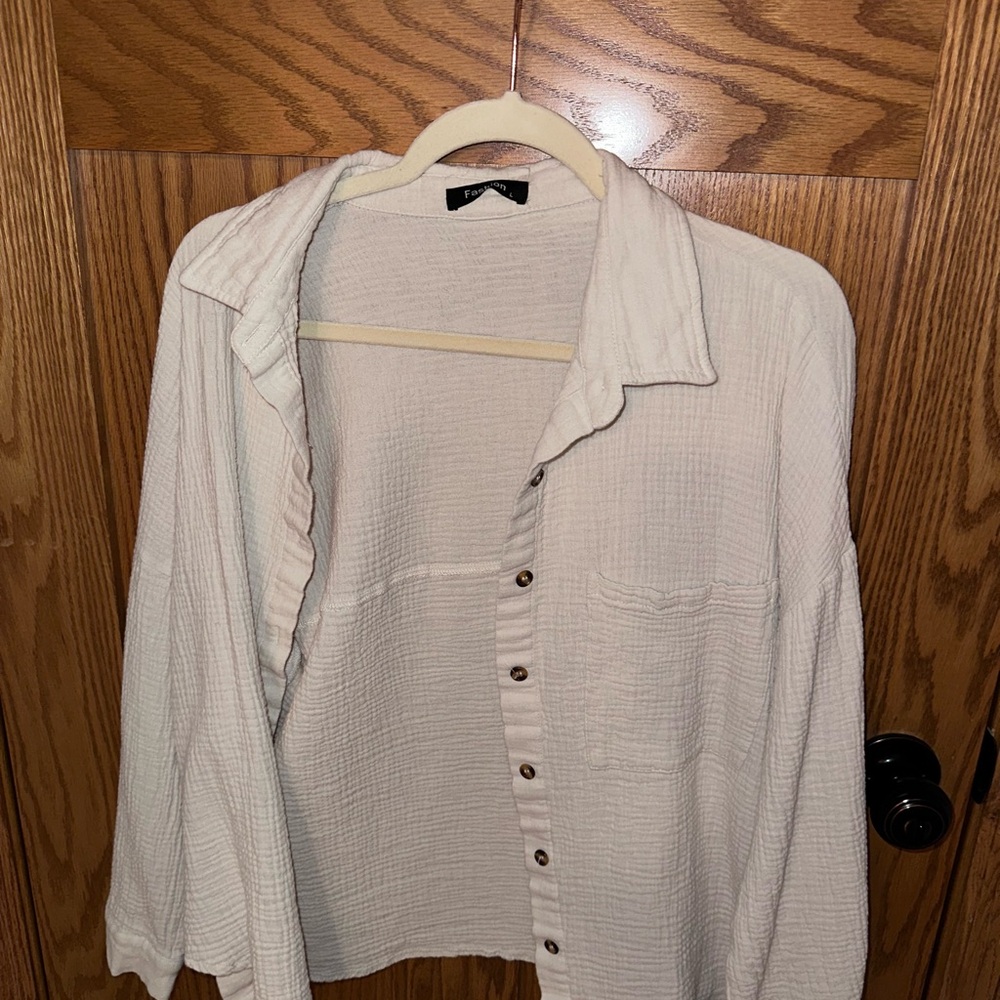 Casual Button Down Shirt with Collared Neckline